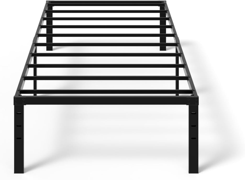 Platform Bed Frame Queen, Foldable Metal, Tool-Free Setup, 14 Inches High, White