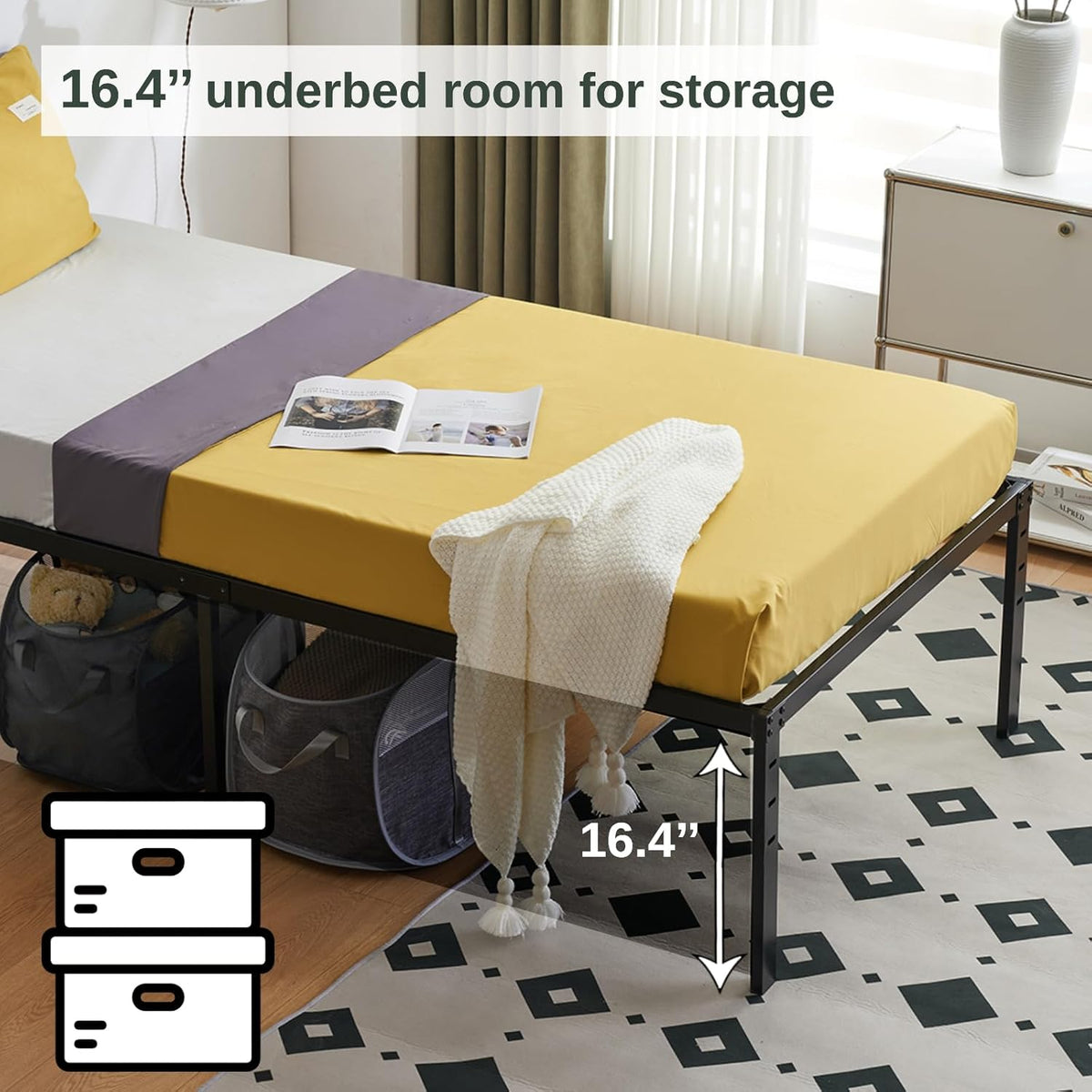 Frame Full Size - 14 Inch Heavy-Duty Full Platform Bed Frame No Box Spring Needed, Easy Assembly, Noise-Free, Sturdy Mattress Foundation, Underbed